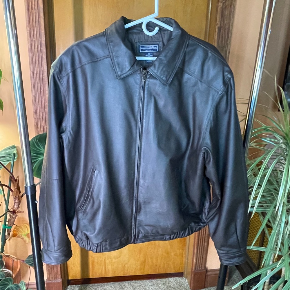 Vintage 90s Susquehanna Trail Dark Brown Leather Bomber Jacket Mens XL